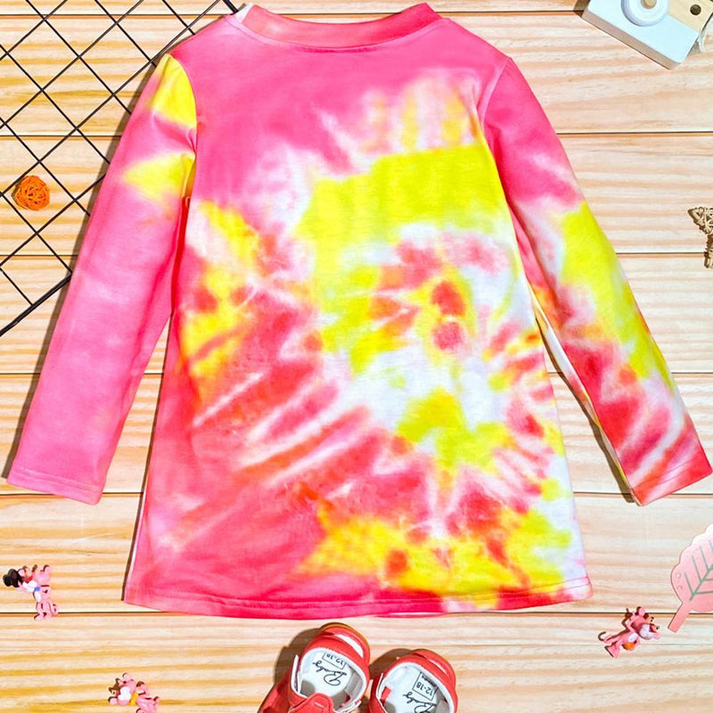 Girls Letter Printed Tie Dye Long T-shirt Wholesale Girls Clothes - PrettyKid