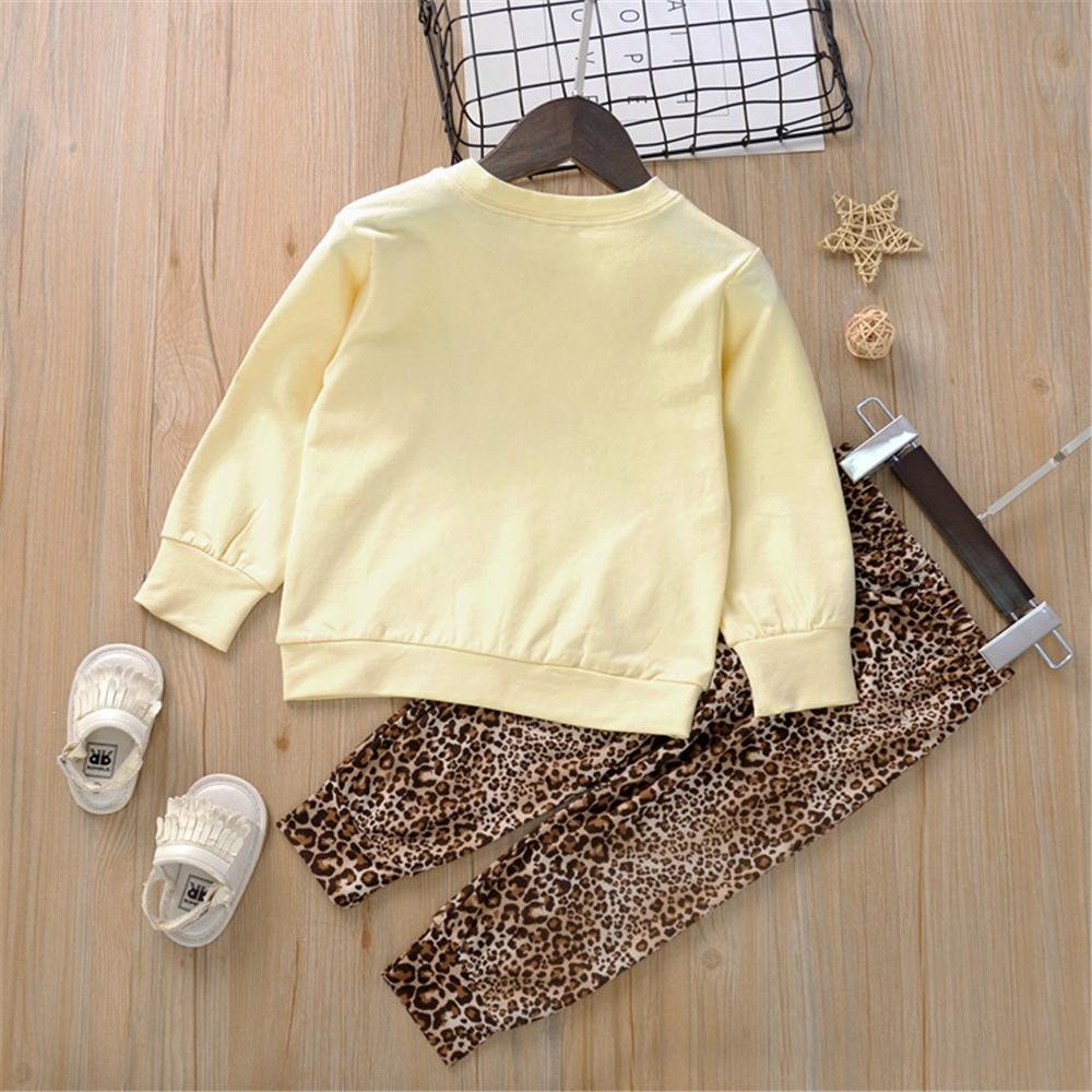 Toddler Girls Letter Print Top & Leopard Pants Toddler Girls Wholesale - PrettyKid