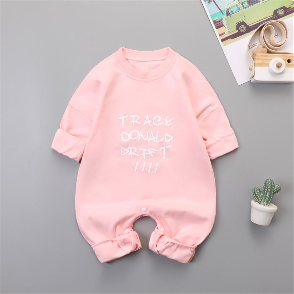 Baby Girls Letter Printed Wing Long Sleeve Rompers - PrettyKid