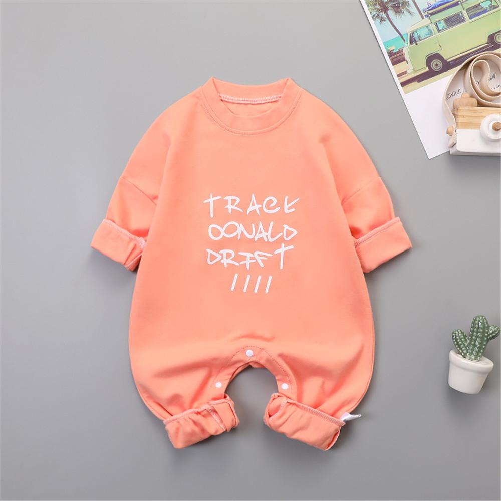 Baby Girls Letter Printed Wing Long Sleeve Rompers - PrettyKid