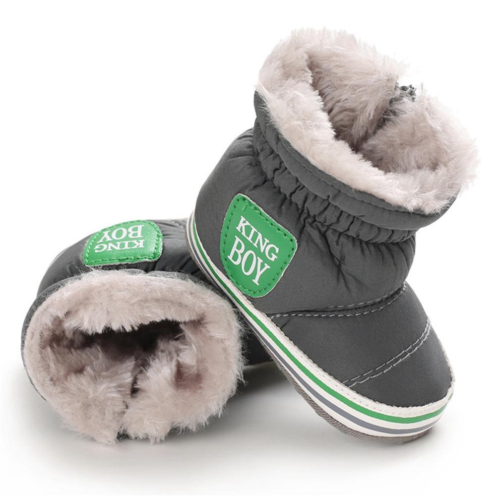 Baby Boys Letter Printed Zipper Winter Fur Snow Boots Wholesale Baby Shoes - PrettyKid