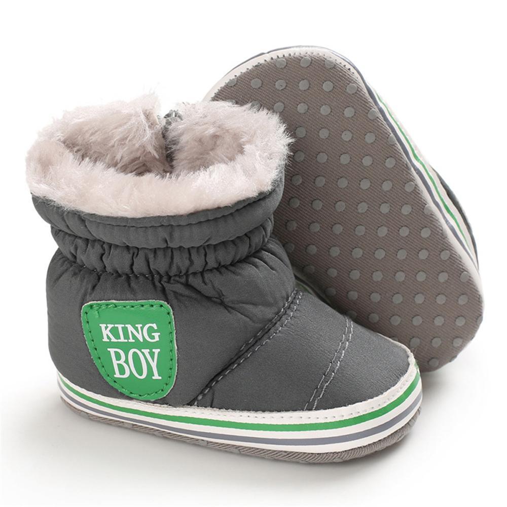 Baby Boys Letter Printed Zipper Winter Fur Snow Boots Wholesale Baby Shoes - PrettyKid