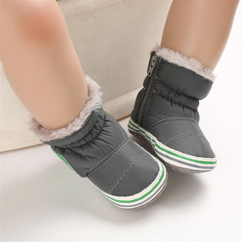 Baby Boys Letter Printed Zipper Winter Fur Snow Boots Wholesale Baby Shoes - PrettyKid