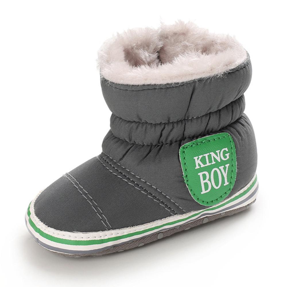 Baby Boys Letter Printed Zipper Winter Fur Snow Boots Wholesale Baby Shoes - PrettyKid