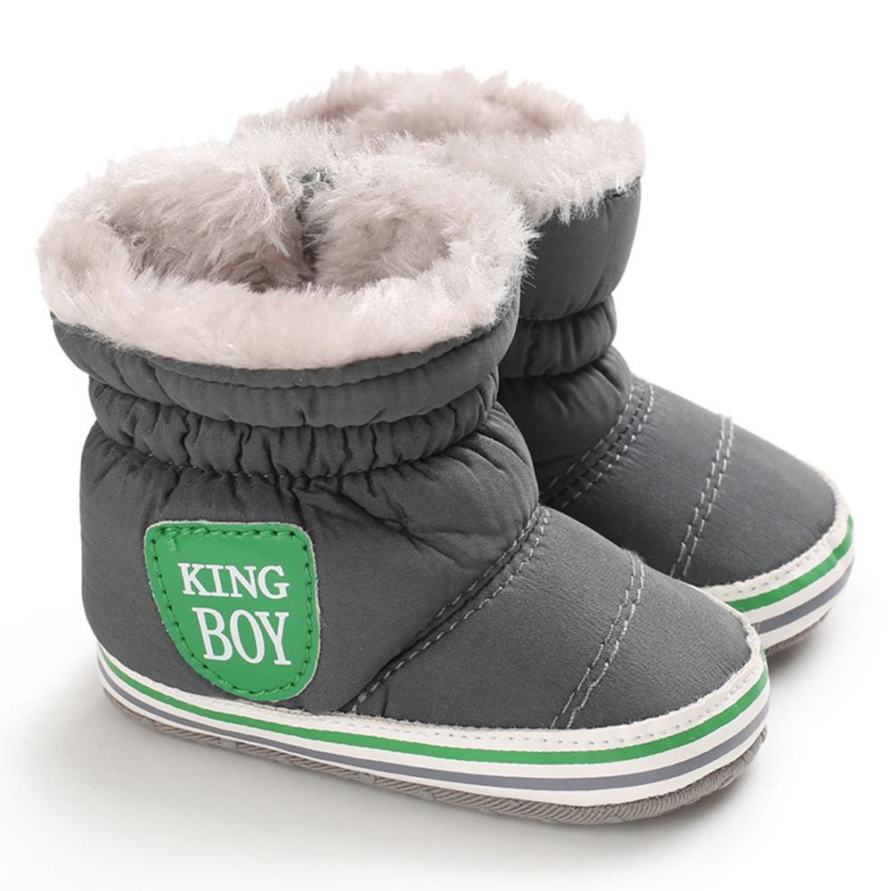 Baby Boys Letter Printed Zipper Winter Fur Snow Boots Wholesale Baby Shoes - PrettyKid