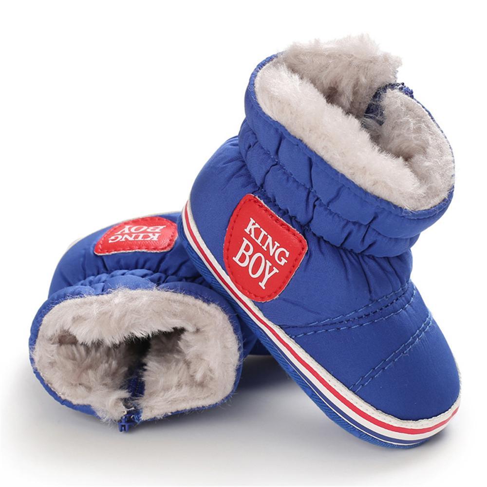 Baby Boys Letter Printed Zipper Winter Fur Snow Boots Wholesale Baby Shoes - PrettyKid