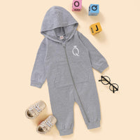 Baby Letter Q Long Sleeve Hooded Zipper Romper Baby Clothing Wholesale Distributors - PrettyKid