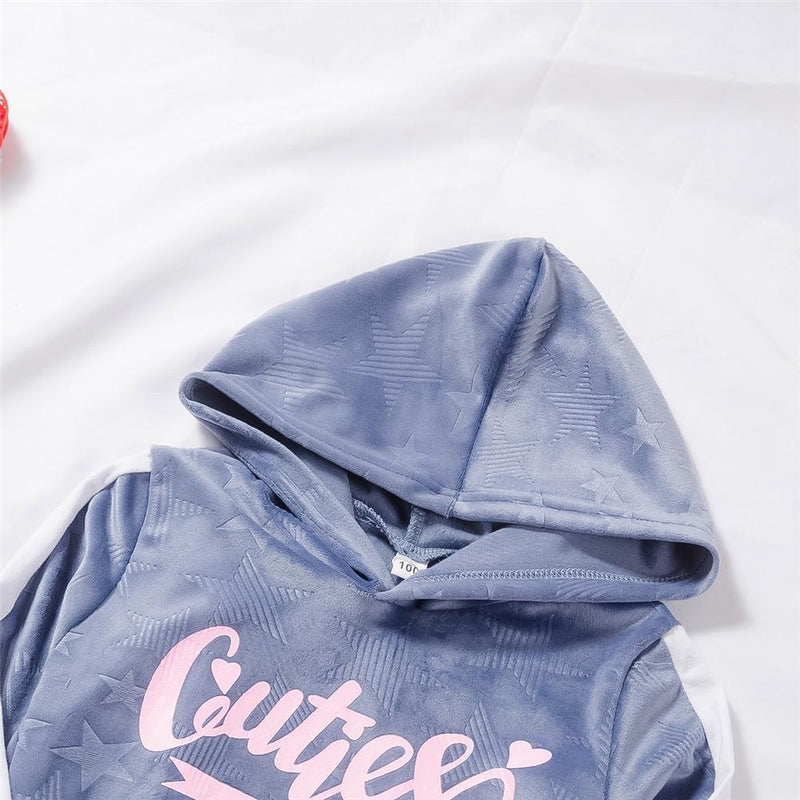 Unisex Letter Star Hooded Long Sleeve Tracksuit Wholesale Childrens Clothing - PrettyKid