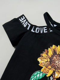 Baby Girls Black Flying Sleeve Romper & Leopard Shorts baby clothes wholesale usa - PrettyKid