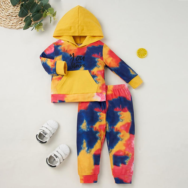 Baby Girls Letter Tie Dye Hooded Top & Trousers Baby Clothes Suppliers - PrettyKid
