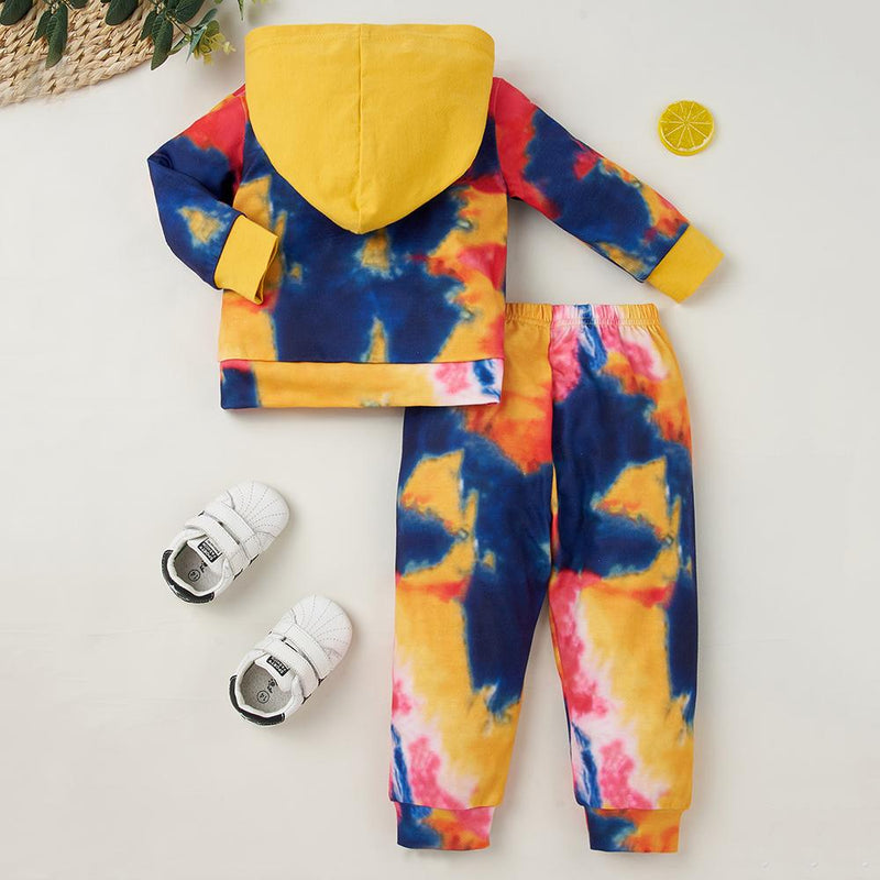 Baby Girls Letter Tie Dye Hooded Top & Trousers Baby Clothes Suppliers - PrettyKid