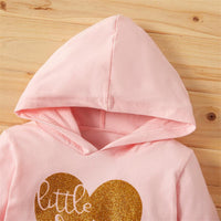 Baby Girls Letters Long Sleeve Hooded Tops - PrettyKid