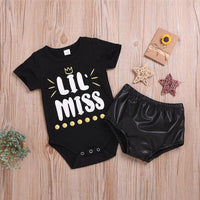 Baby Lil Miss Short Sleeve Romper & PU Shorts Wholesale Baby Items - PrettyKid