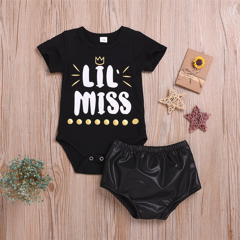 Baby Lil Miss Short Sleeve Romper & PU Shorts Wholesale Baby Items - PrettyKid