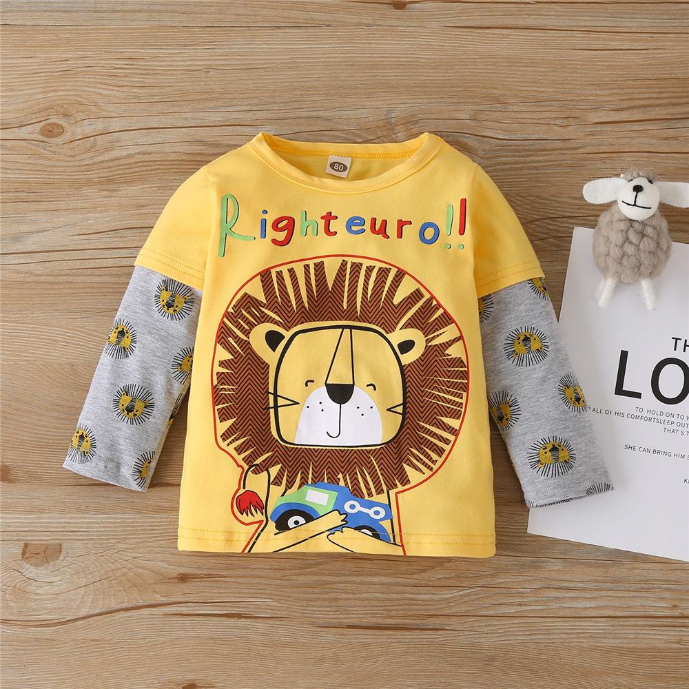 Boys Lion Cartoon Printed Top & Pants Baby Boy Boutique Wholesale - PrettyKid