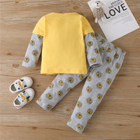 Boys Lion Cartoon Printed Top & Pants Baby Boy Boutique Wholesale - PrettyKid