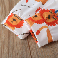 Baby Lion Letter Print Long Sleeve Romper & Pants & Hat - PrettyKid