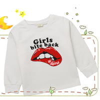 Girls Lips Pattern Printed Long Sleeve Tees Wholesale - PrettyKid