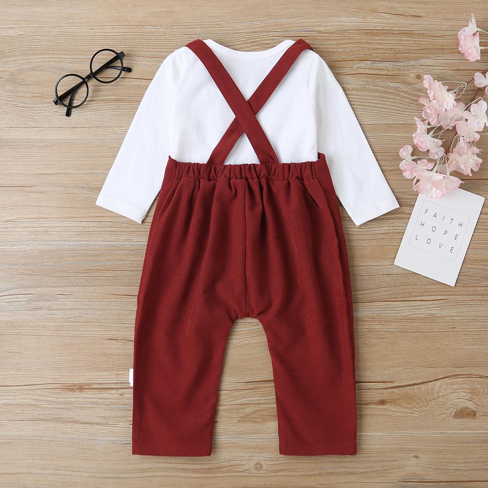 Baby Little Dude Long Sleeve Romper & Solid Overalls Baby Clothing Wholesale - PrettyKid