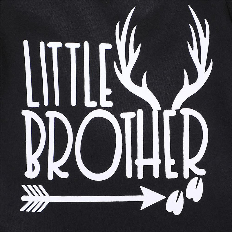 Baby Boy Little Brother Antlers Printed Short Sleeve Romper Cheap Boutique Baby clothes - PrettyKid
