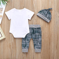 Baby Little Man Printed Short Sleeve Romper & Pants & Hat Baby Boutique clothes Wholesale - PrettyKid
