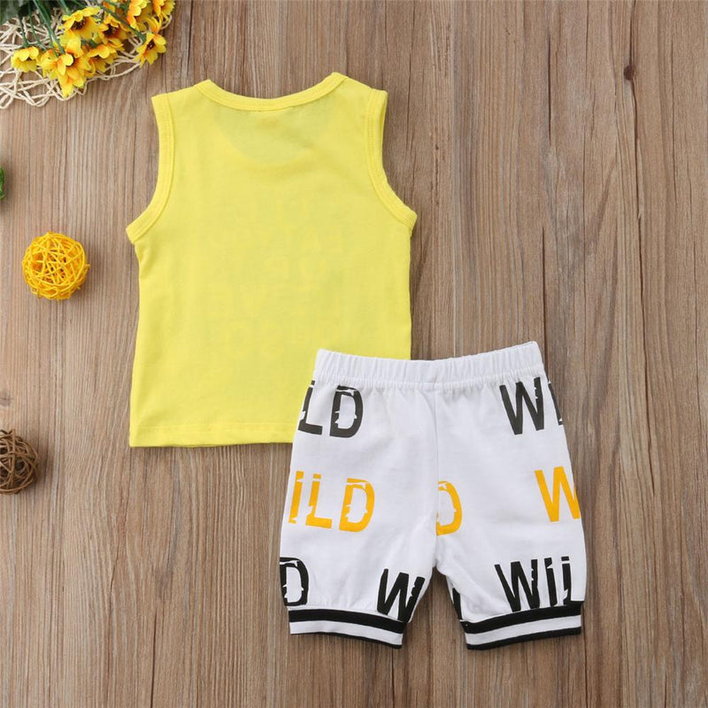 Baby Boys Little Monster Letter Printed Top & Shorts Bulk Baby clothing For Sale - PrettyKid