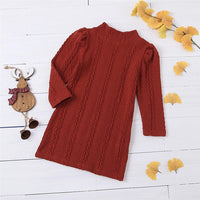 Girls Long-Sleeve Solid Color Turtleneck Dress Baby Girl Wholesale - PrettyKid