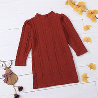 Girls Long-Sleeve Solid Color Turtleneck Dress Baby Girl Wholesale - PrettyKid