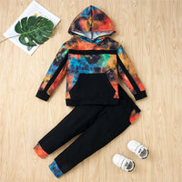 Unisex Long-sleeve Hooded Tie-dye Jumper & Pants Wholesale Childrens Clothing - PrettyKid