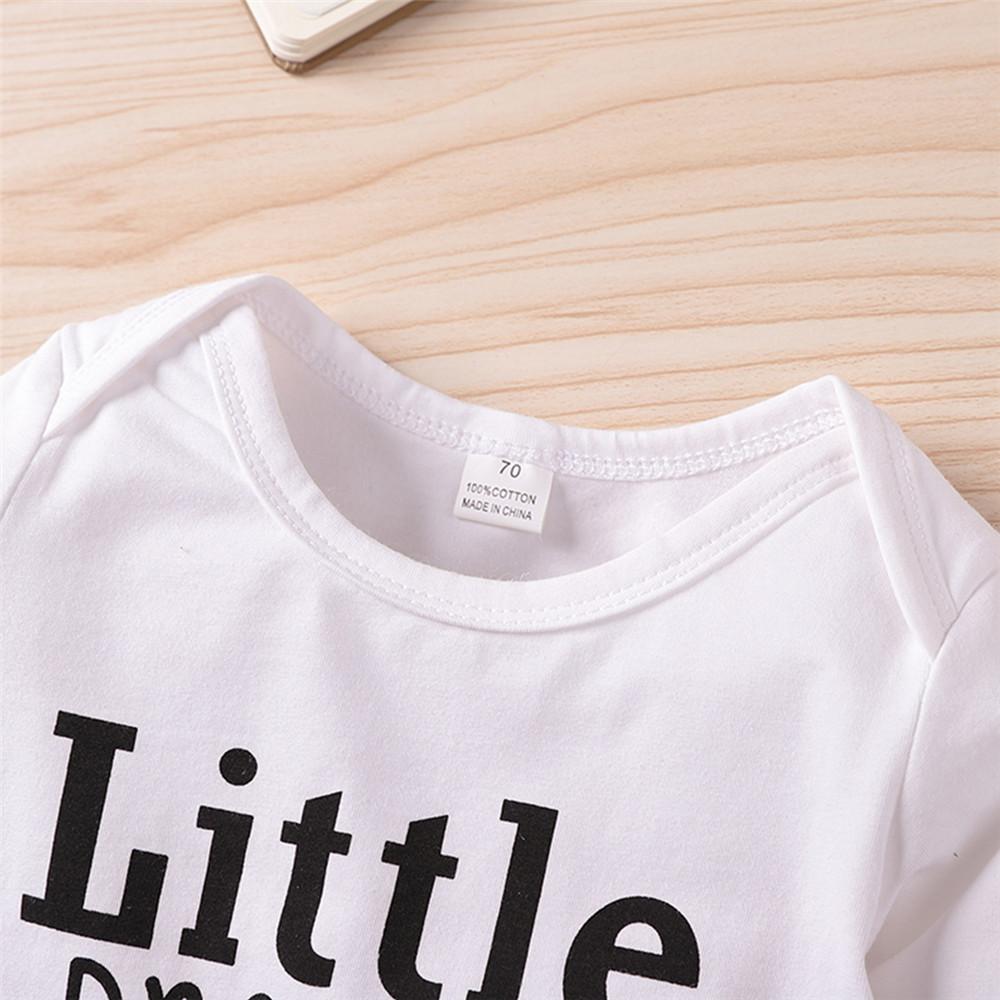 Baby Long-sleeve Letter Printed Rompers - PrettyKid