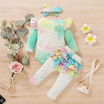 Baby Girls Long-sleeve Tie Dye Romper & Pants - PrettyKid