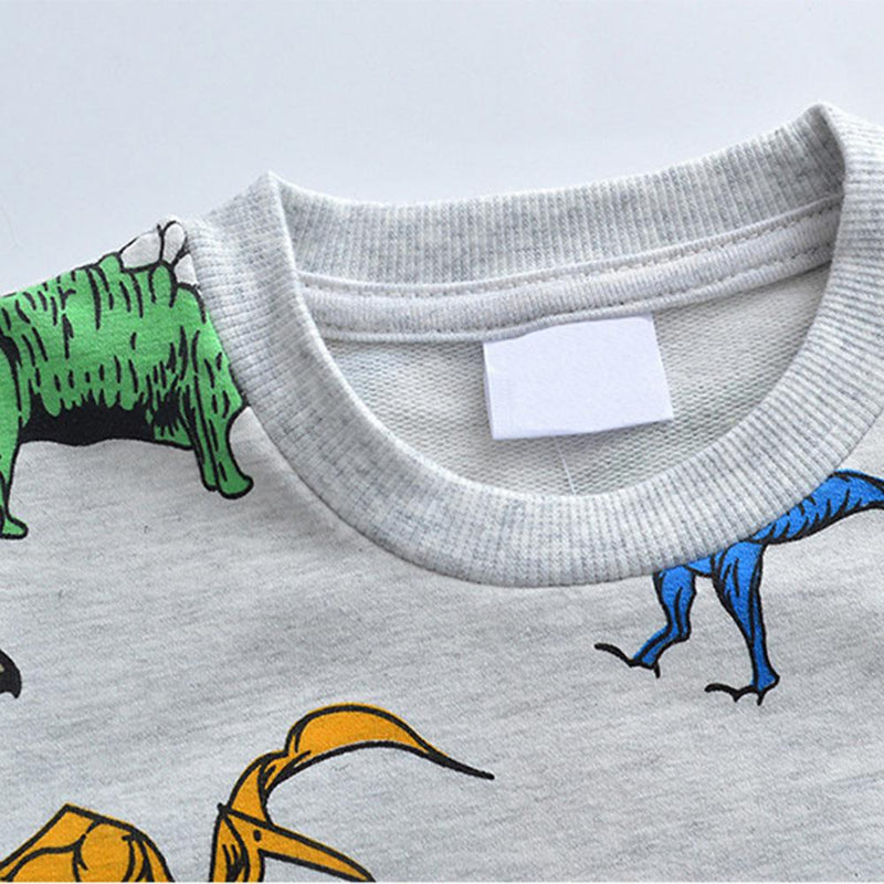 Boys Long Sleeve Animal Dinosaur Printed T-shirt - PrettyKid
