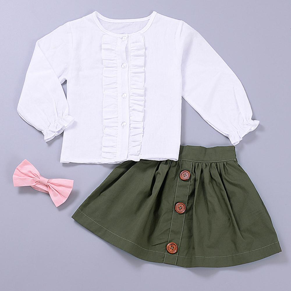 Toddler Girls Long Sleeve Blouse & Skirt Girls Clothes Wholesale - PrettyKid