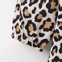 Girls Long Sleeve Bow Decor Leopard Splicing Dress Trendy Toddler clothing Cheap - PrettyKid