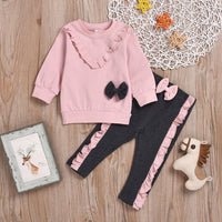 Girls Long Sleeve Bow Top & Pants Wholesale Little Girls Clothes - PrettyKid