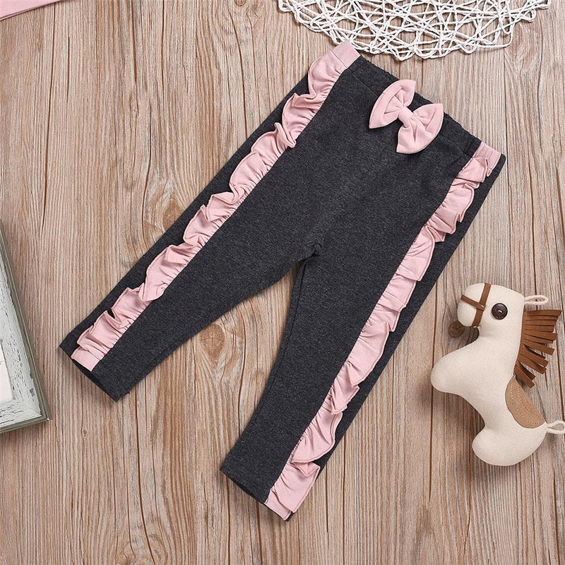 Girls Long Sleeve Bow Top & Pants Wholesale Little Girls Clothes - PrettyKid