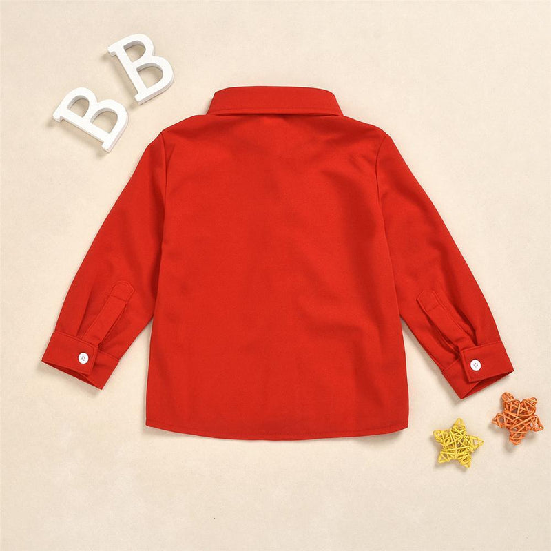 Boys Long Sleeve Button Lapel Shirt Baby Boy Boutique Wholesale - PrettyKid