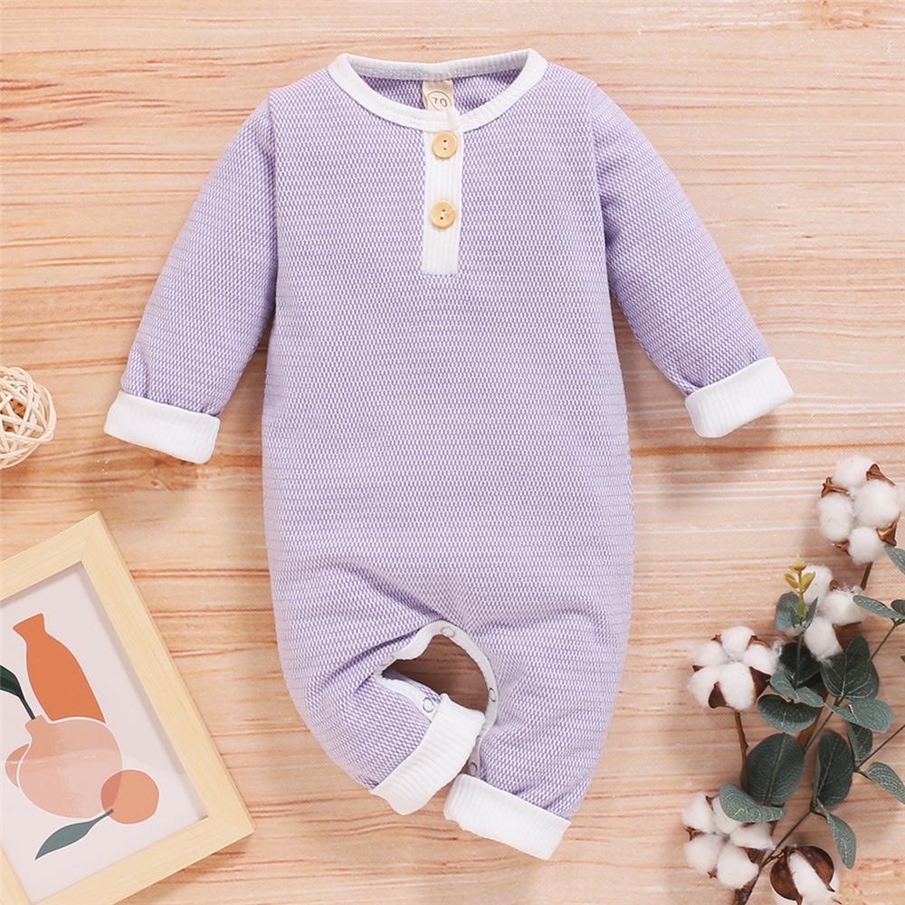 Baby Unisex Long Sleeve Button Romper Buy Baby Clothes In Bulk - PrettyKid