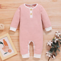 Baby Unisex Long Sleeve Button Romper Buy Baby Clothes In Bulk - PrettyKid