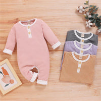 Baby Unisex Long Sleeve Button Romper Buy Baby Clothes In Bulk - PrettyKid