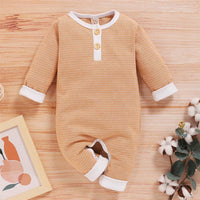 Baby Unisex Long Sleeve Button Romper Buy Baby Clothes In Bulk - PrettyKid