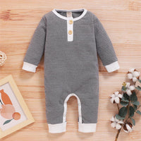 Baby Unisex Long Sleeve Button Romper Buy Baby Clothes In Bulk - PrettyKid