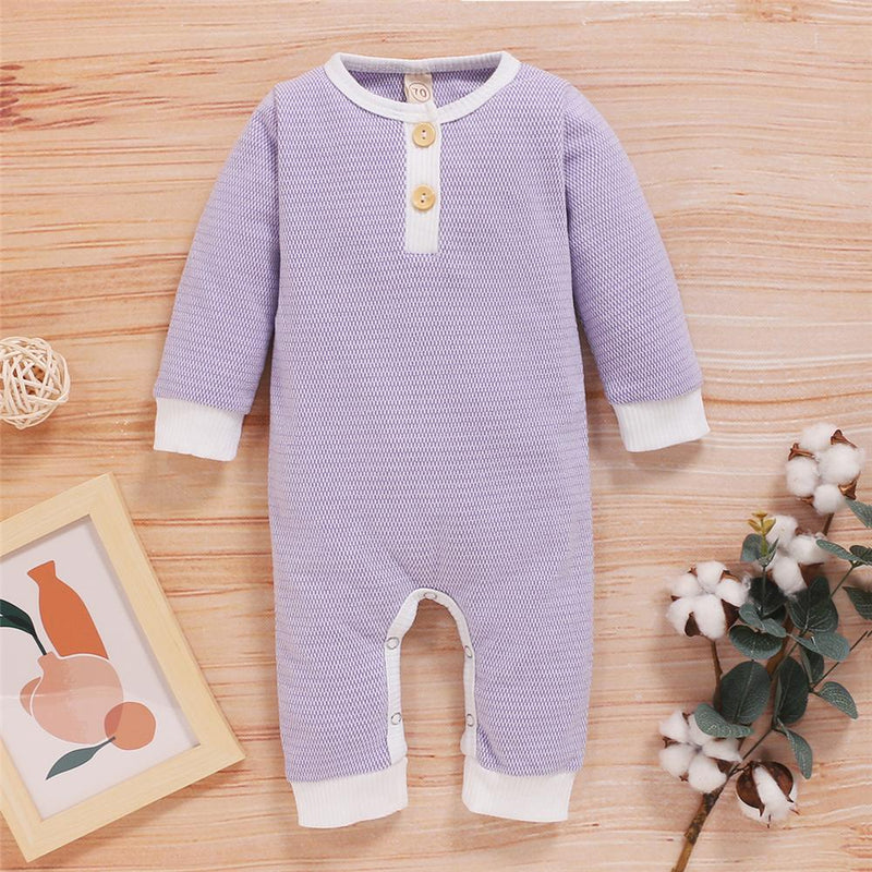 Baby Unisex Long Sleeve Button Romper Buy Baby Clothes In Bulk - PrettyKid