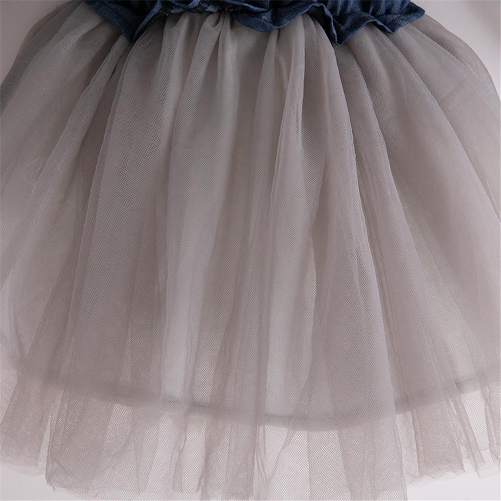 Girls Long Sleeve Button Sweet Tulle Dress - PrettyKid