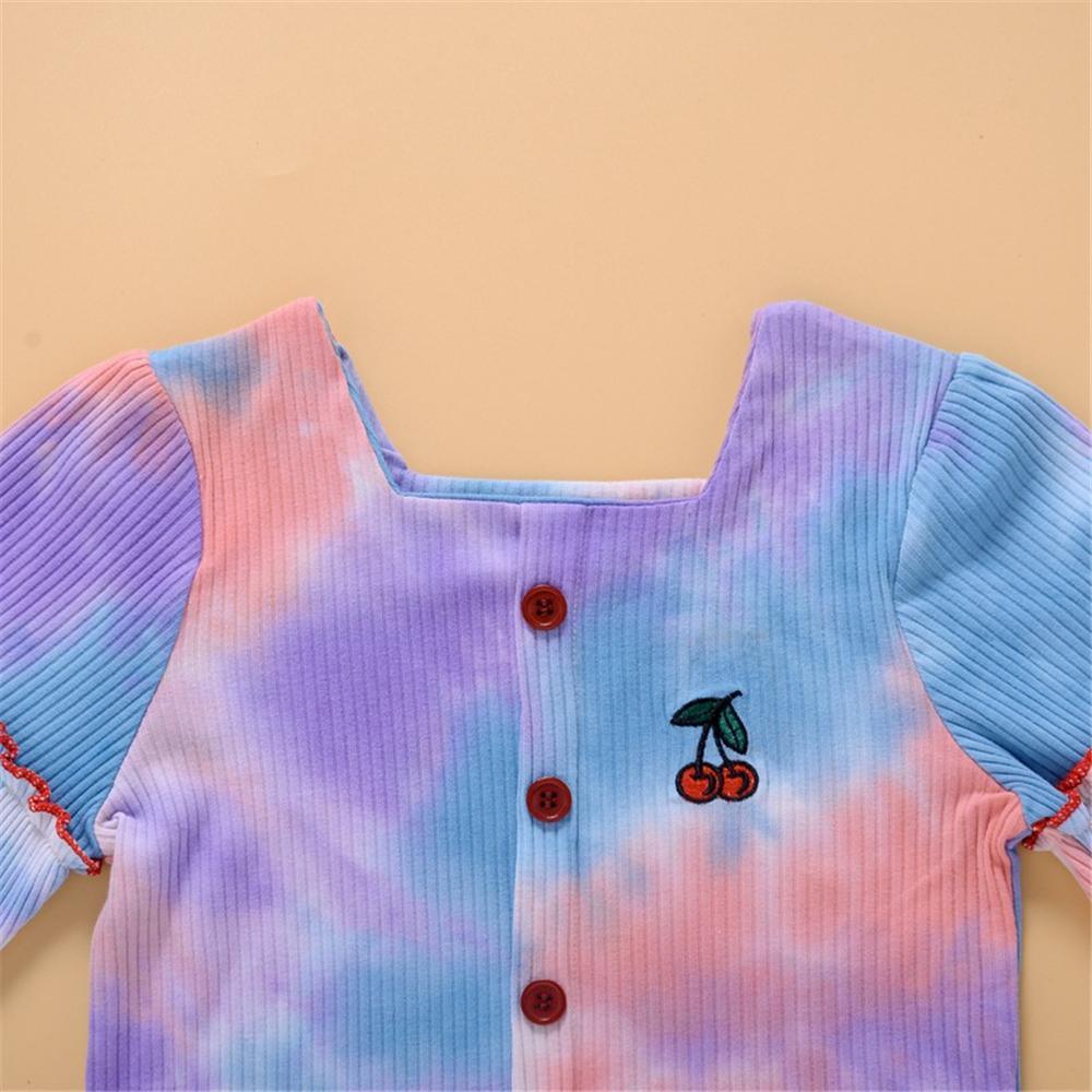 Toddler Girls Long Sleeve Button Tie Dye Top Girl Boutique Clothing Wholesale - PrettyKid