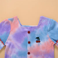 Toddler Girls Long Sleeve Button Tie Dye Top Girl Boutique Clothing Wholesale - PrettyKid