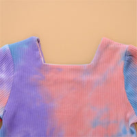 Toddler Girls Long Sleeve Button Tie Dye Top Girl Boutique Clothing Wholesale - PrettyKid