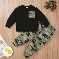 Boys Long Sleeve Camo Crew Neck Top & Pants Wholesale Boys Clothing Suppliers - PrettyKid