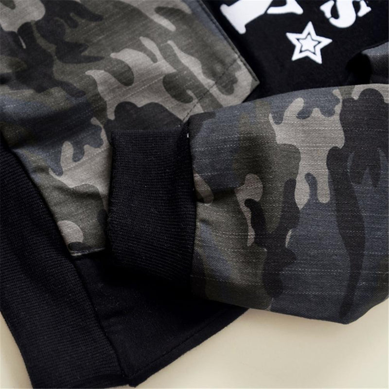 Toddler Boy Long Sleeve Camo Letter Top & Pants Wholesale Boys Clothing - PrettyKid