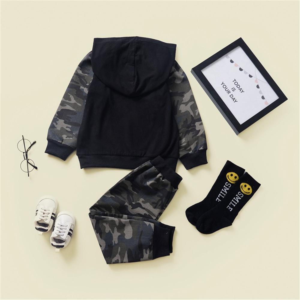 Toddler Boy Long Sleeve Camo Letter Top & Pants Wholesale Boys Clothing - PrettyKid